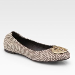 Tory Burch Snake Print Calf Hair Reva Flats